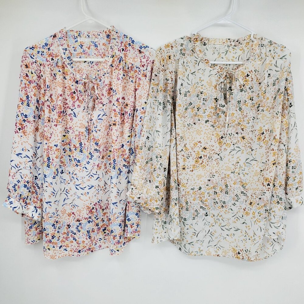 Violet + Claire‎ Women's 3/4 Sleeve Floral Printed Boho Flower Shirt Top Size 1X